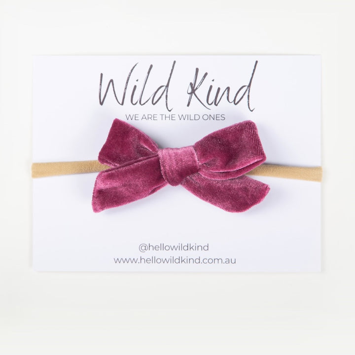 Wild Kind Hazel Velour Bow Headband - Magenta