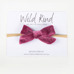 Hazel Velour Bow Headband - Magenta
