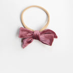 Hazel Velour Bow Headband - Mauve