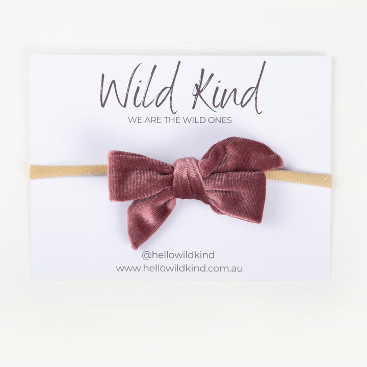 Wild Kind Hazel Velour Bow Headband - Mauve