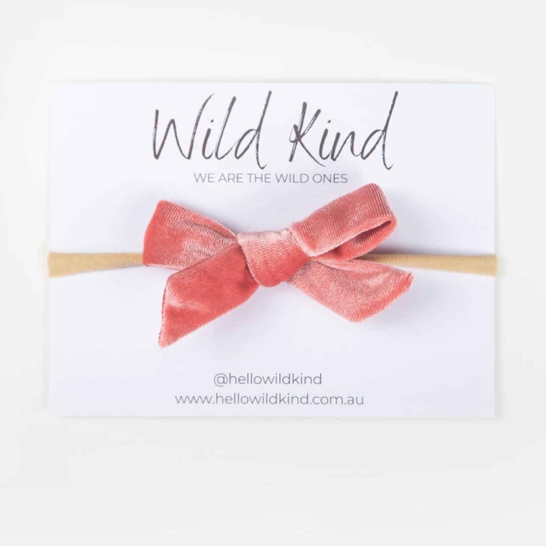 Wild Kind Hazel Velour Bow Headband - Rose