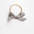 Hazel Velour Bow Headband - Silver