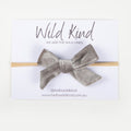 Hazel Velour Bow Headband - Silver
