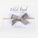 Hazel Velour Bow Headband - Silver