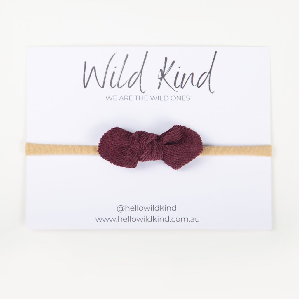 Wild Kind Ida Small Cord Bow - Burgundy