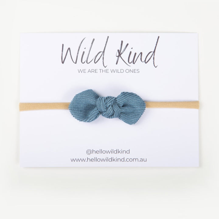 Wild Kind Ida Small Cord Bow - Dusty Blue