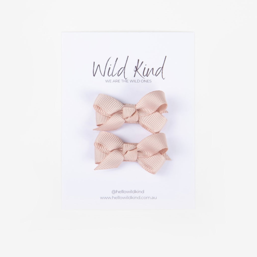 Olivia Small Bow Clips - Blush