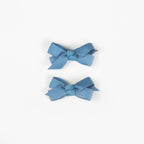 Olivia Small Bow Clips - Dusty Blue