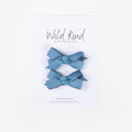 Olivia Small Bow Clips - Dusty Blue