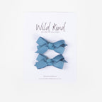 Olivia Small Bow Clips - Dusty Blue