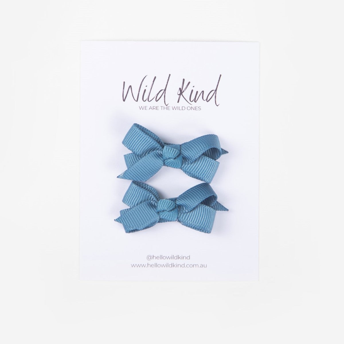 Olivia Small Bow Clips - Dusty Blue