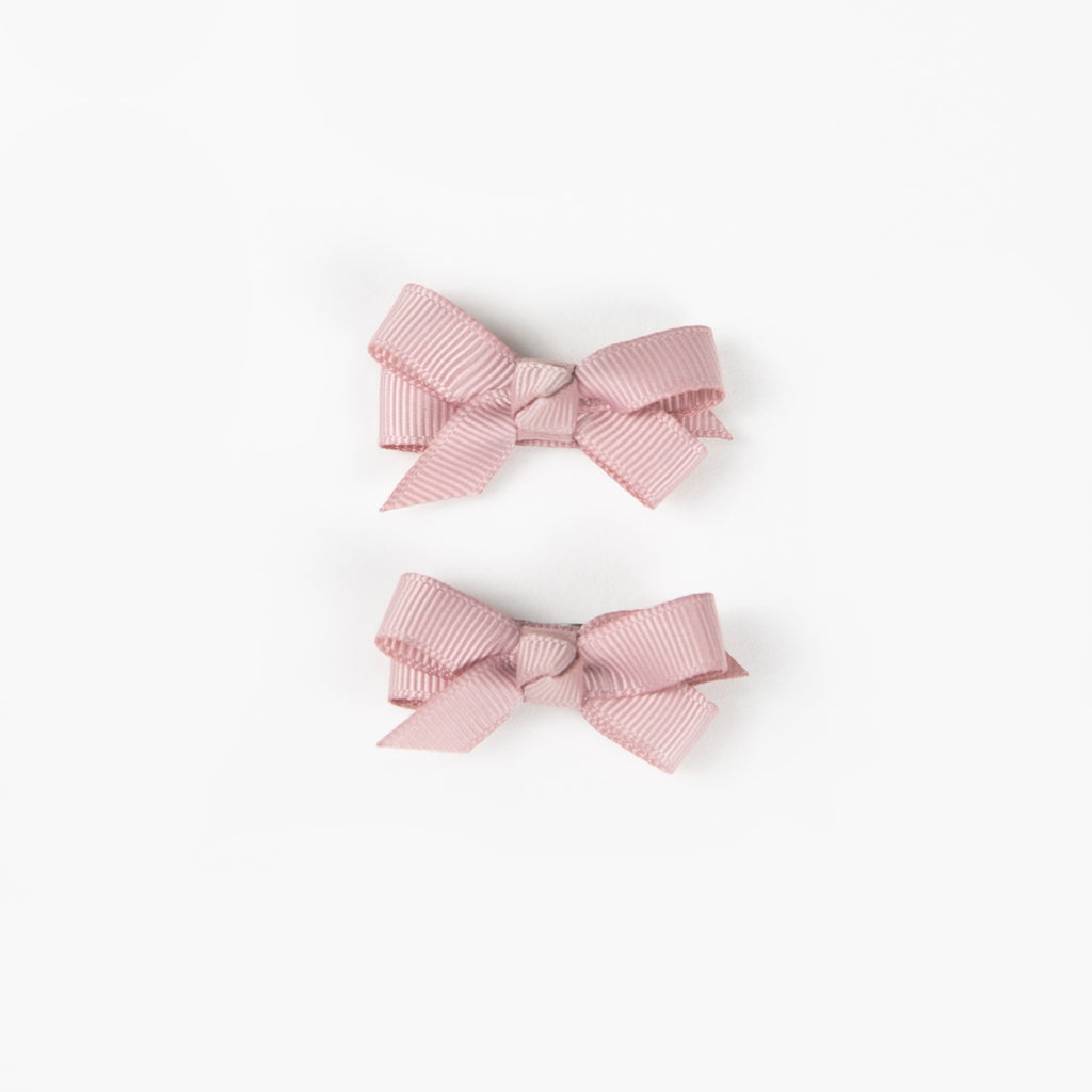 Olivia Small Bow Clips - Dusty Pink