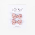 Olivia Small Bow Clips - Dusty Pink