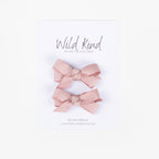 Olivia Small Bow Clips - Dusty Pink