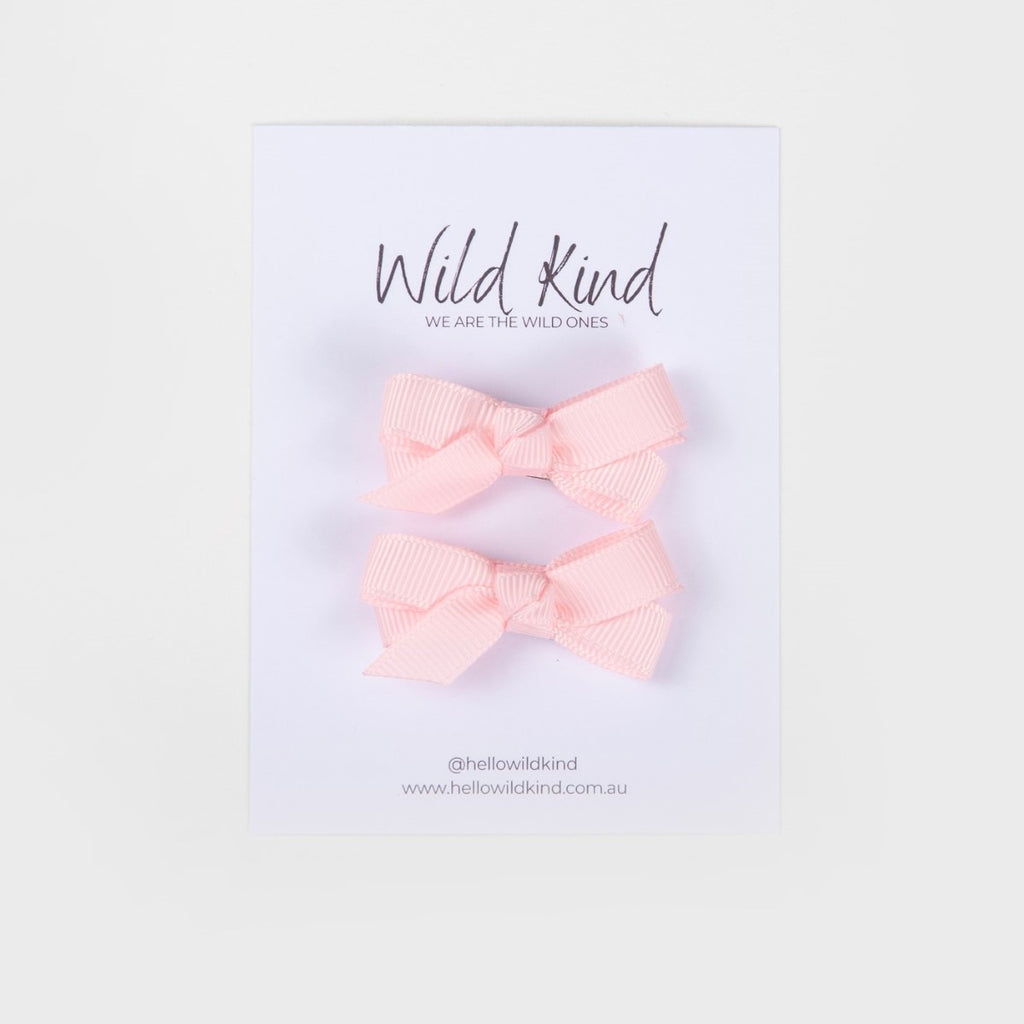 Olivia Small Bow Clips - Lolly Pink