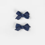 Olivia Small Bow Clips - Navy