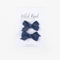 Olivia Small Bow Clips - Navy
