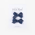 Olivia Small Bow Clips - Navy