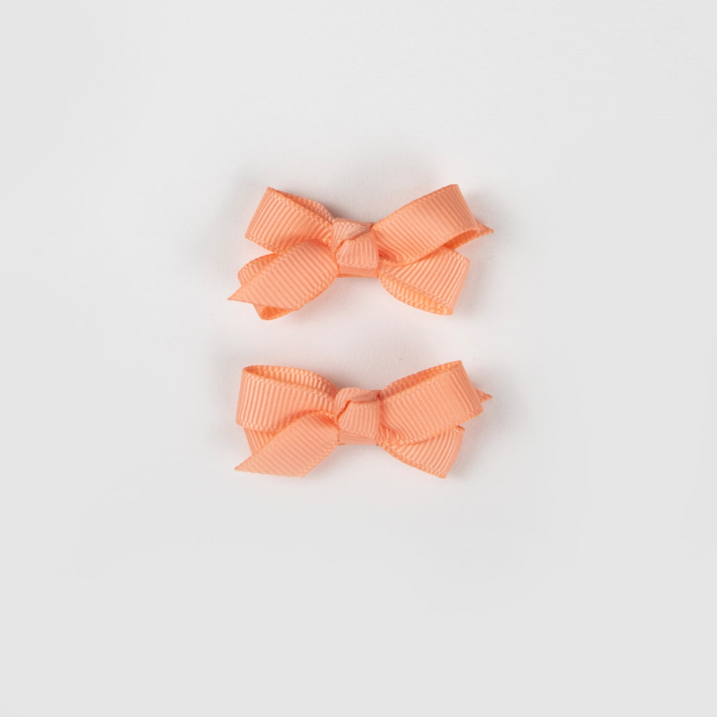 Olivia Small Bow Clips - Peach