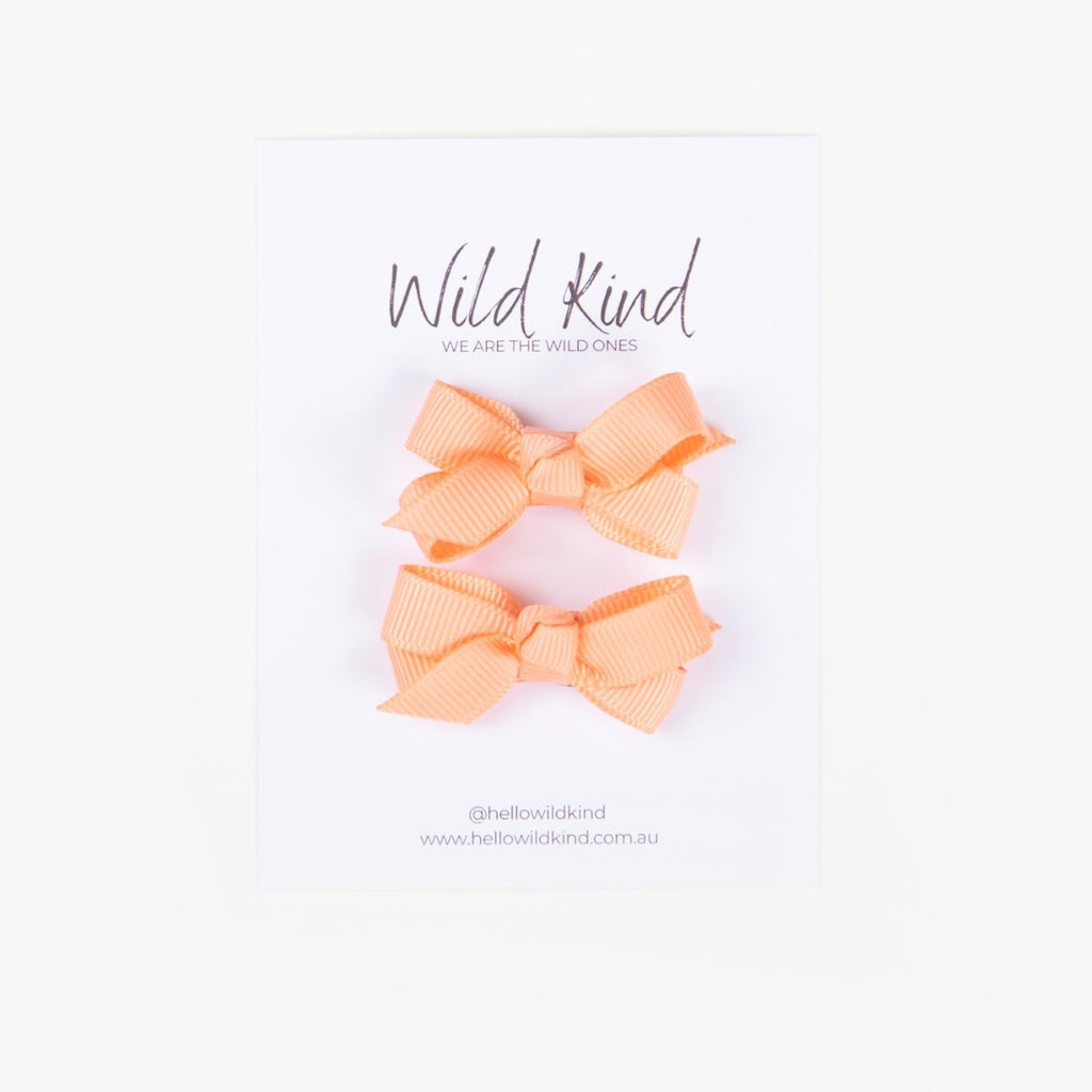 Olivia Small Bow Clips - Peach