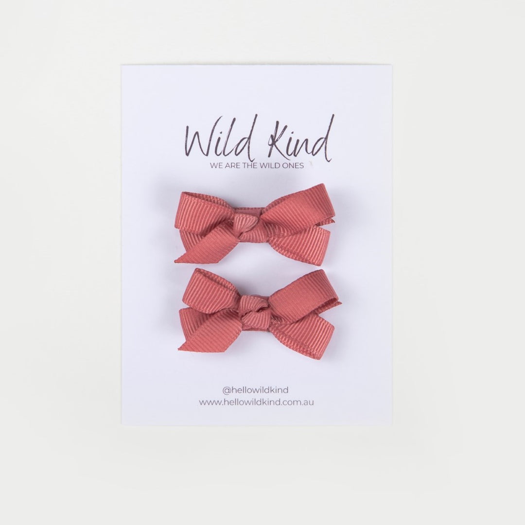 Wild Kind Olivia Small Bow Clips - Rose