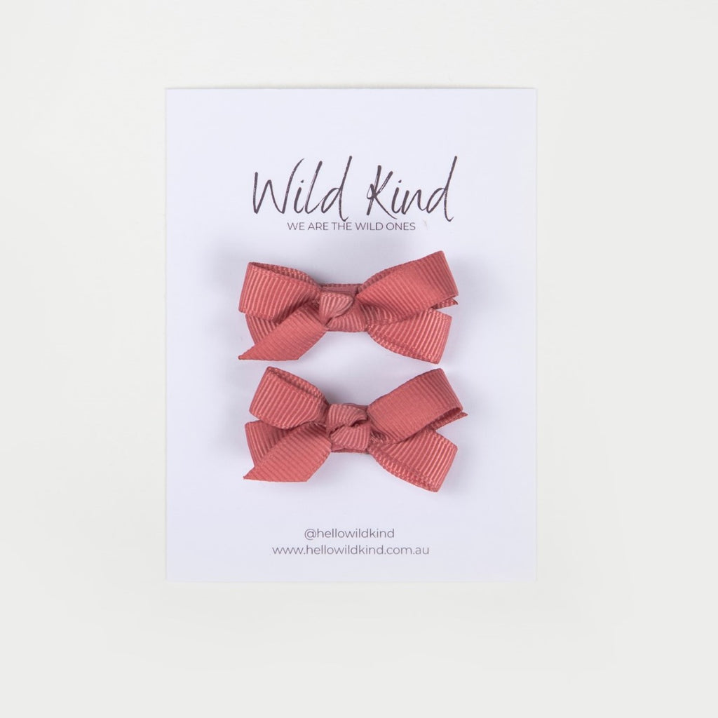 Olivia Small Bow Clips - Rose