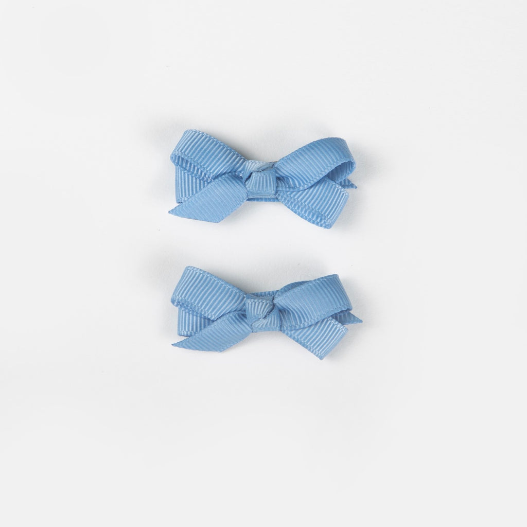 Olivia Small Bow Clips - Sky Blue
