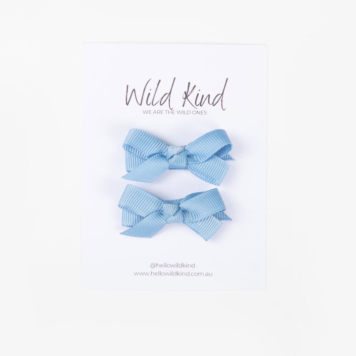 Wild Kind Olivia Small Bow Clips - Sky Blue