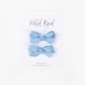 Olivia Small Bow Clips - Sky Blue