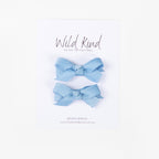 Olivia Small Bow Clips - Sky Blue