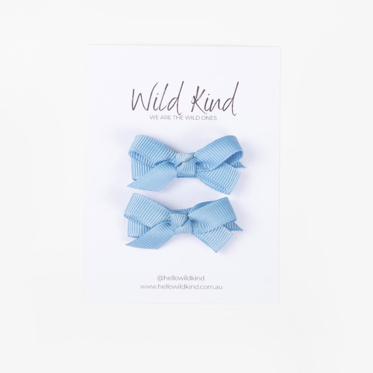 Olivia Small Bow Clips - Sky Blue