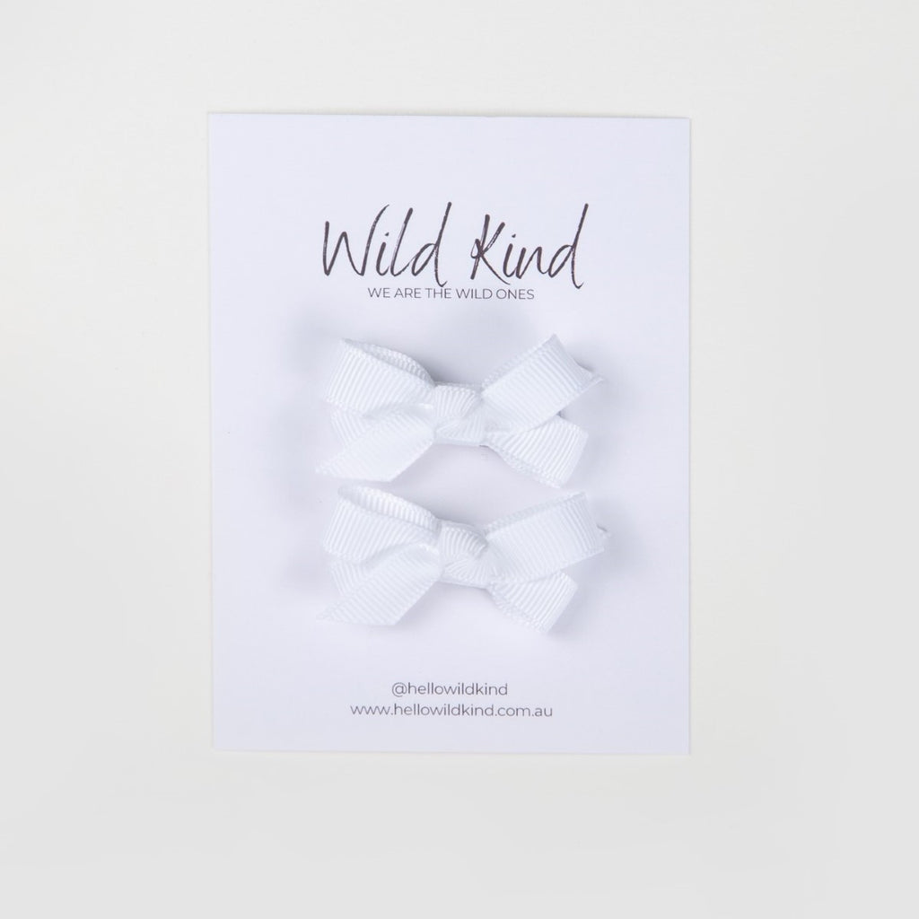 Olivia Small Bow Clips - Snow