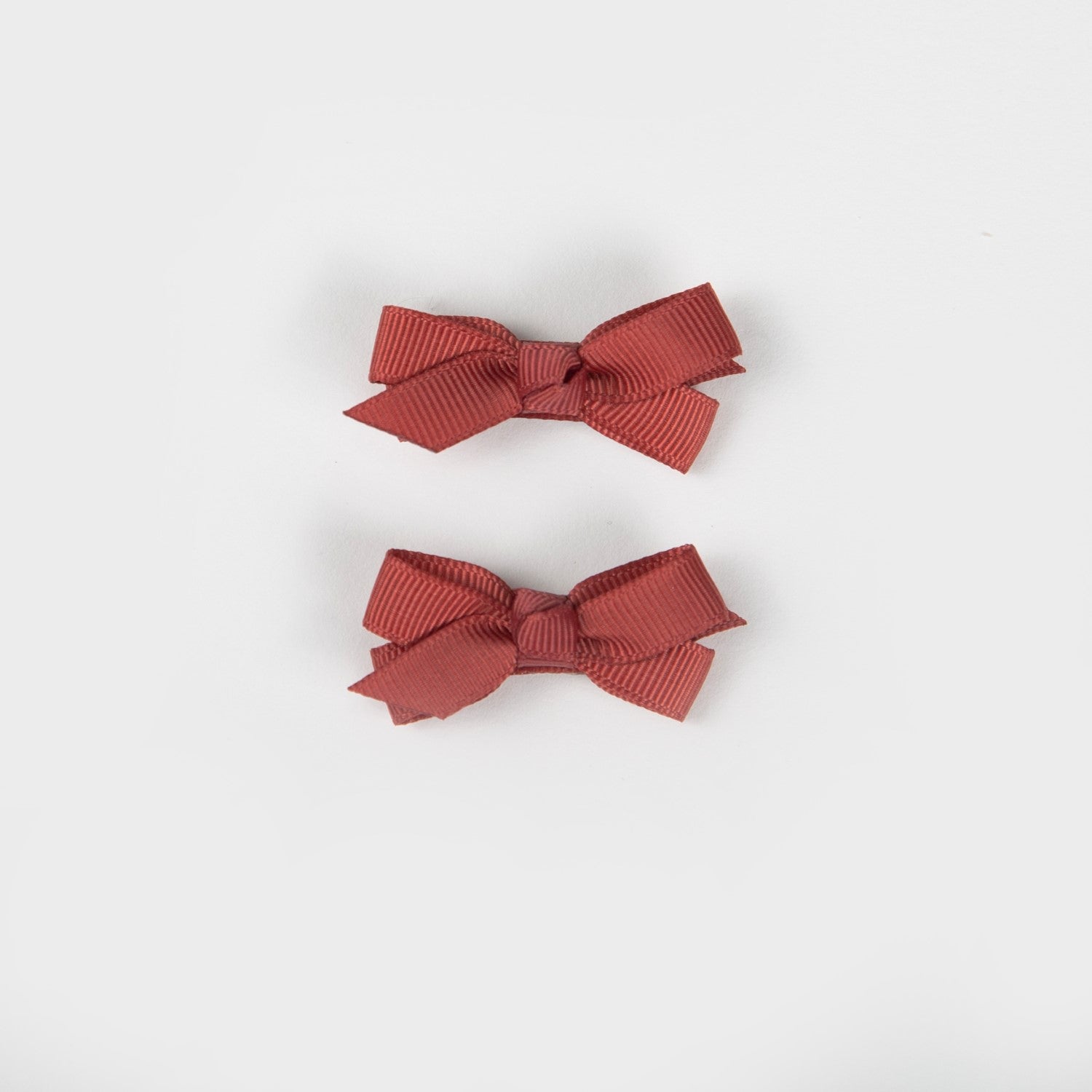 Olivia Small Bow Clips - Terracotta