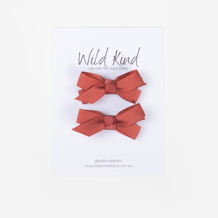 Wild Kind Olivia Small Bow Clips - Terracotta