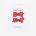 Olivia Small Bow Clips - Terracotta