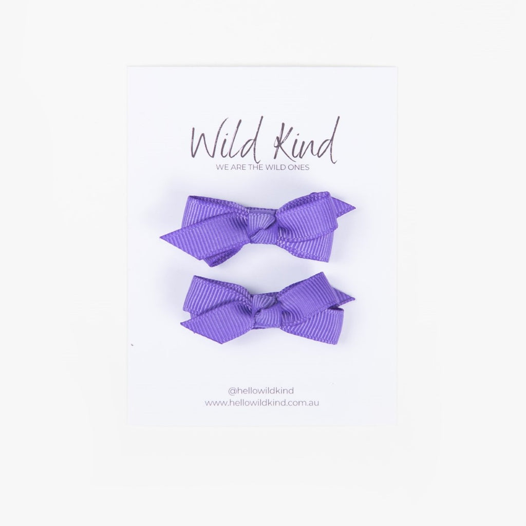 Olivia Small Bow Clips - Violet