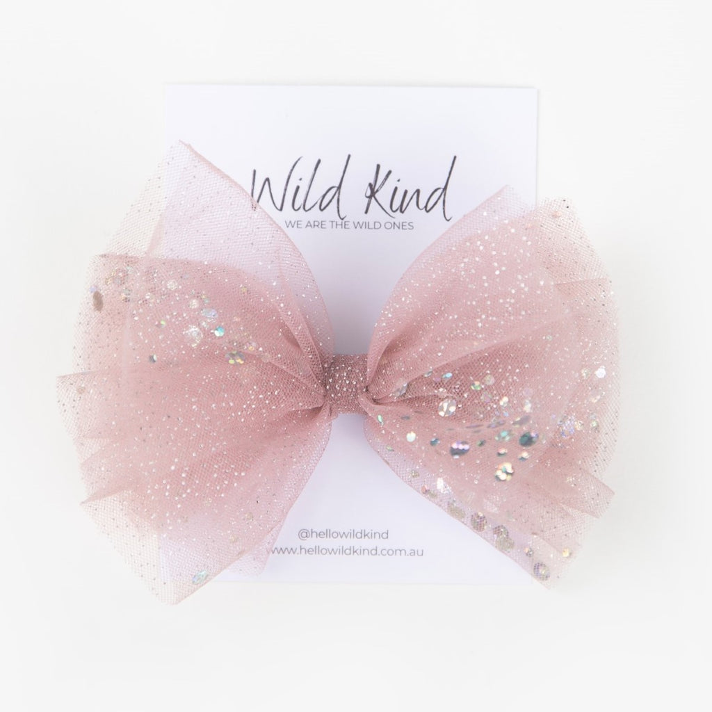 Sparkle Bow - Dusty Pink
