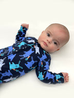 Milky Zip Romper - Navy Bunny