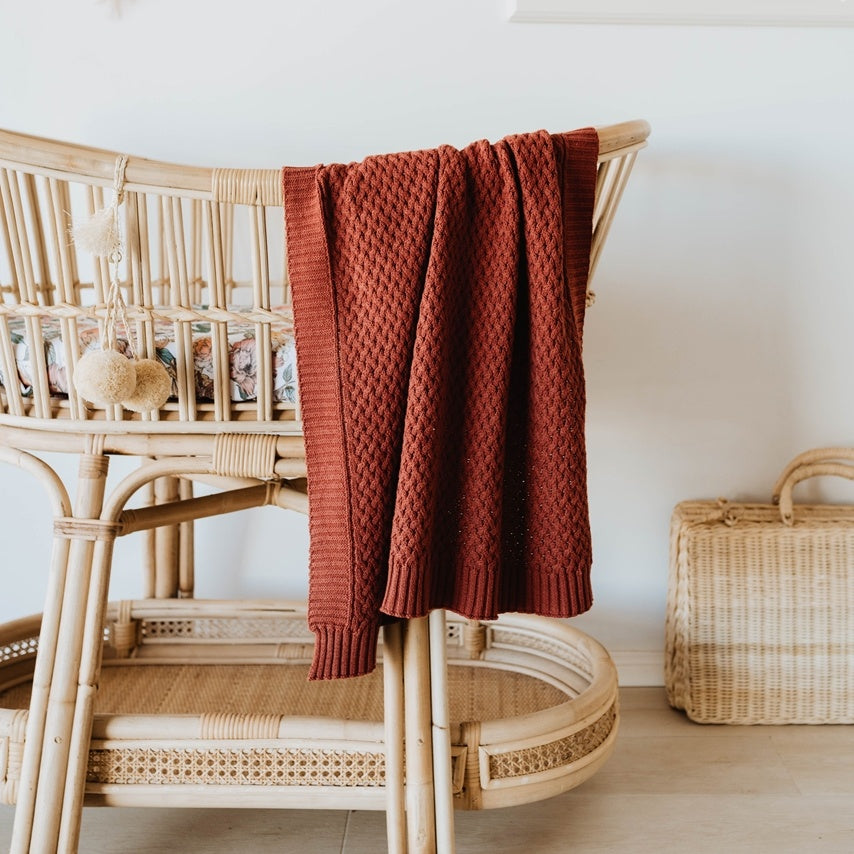 Snuggle Hunny Diamond Knit Baby Blanket - Umber