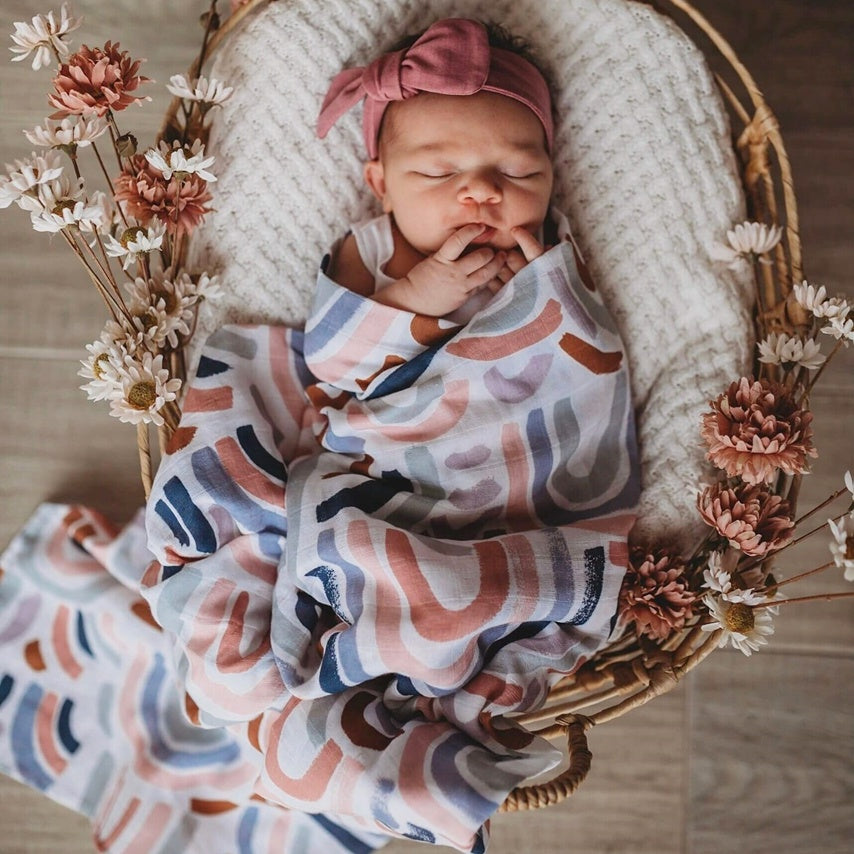 Snuggle Hunny Organic Cotton Muslin Wrap - Rainbow Baby