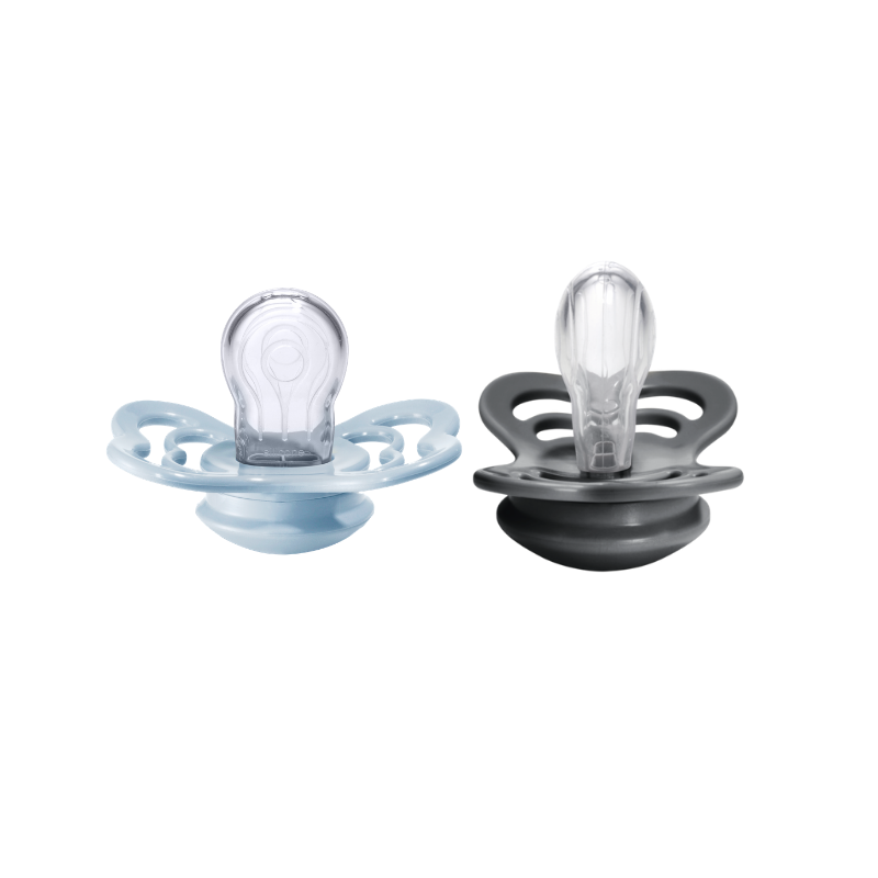 Supreme Silicone Pacifier 2 Pack - Iron/Baby Blue