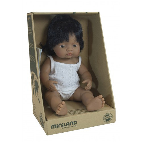 Miniland Anatomically Correct Baby Doll Hispanic Girl, 38 cm