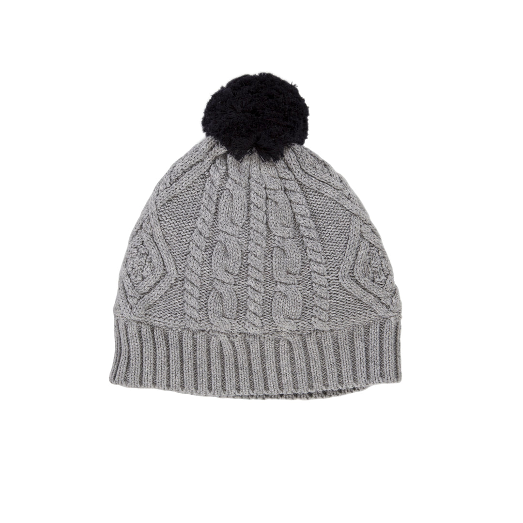 Acorn Cable Knit Beanie - Grey
