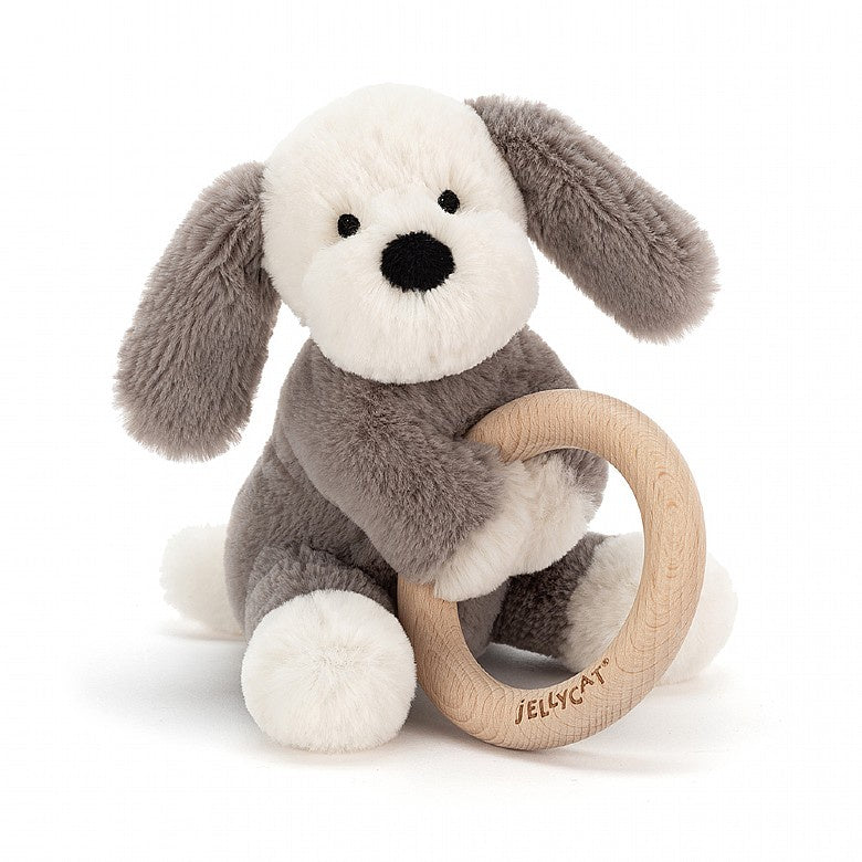 Jellycat Shooshu Wooden Toy Ring - Puppy