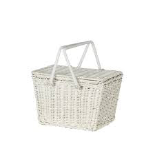 Olli Ella Rattan Piki Basket - White