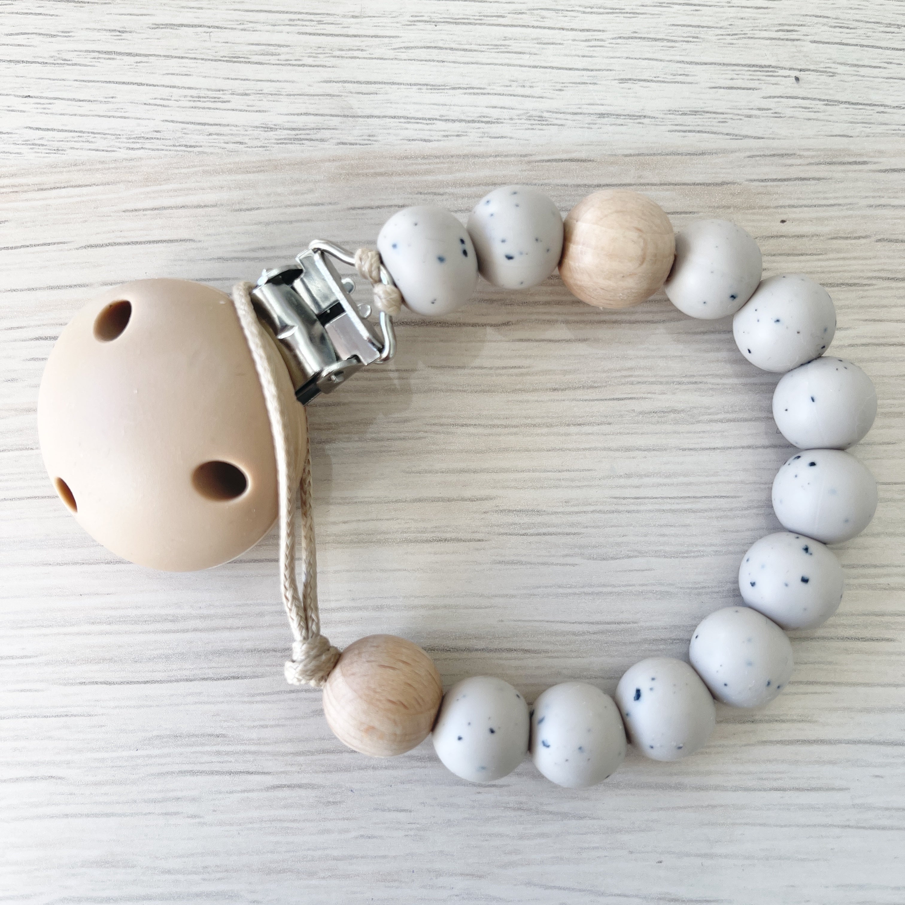 Basics Pacifier Clip - Speckled Stone