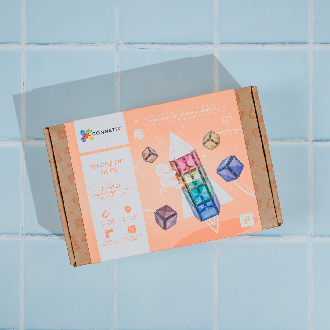 Connetix Tiles - 40 Piece Square Set | Pastel