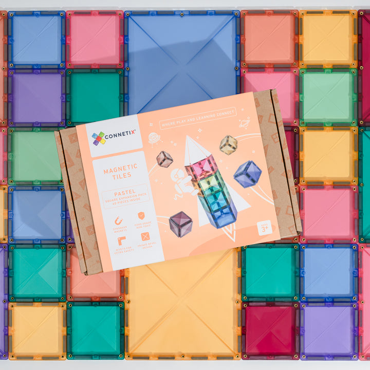 Connetix Tiles - 40 Piece Square Set | Pastel