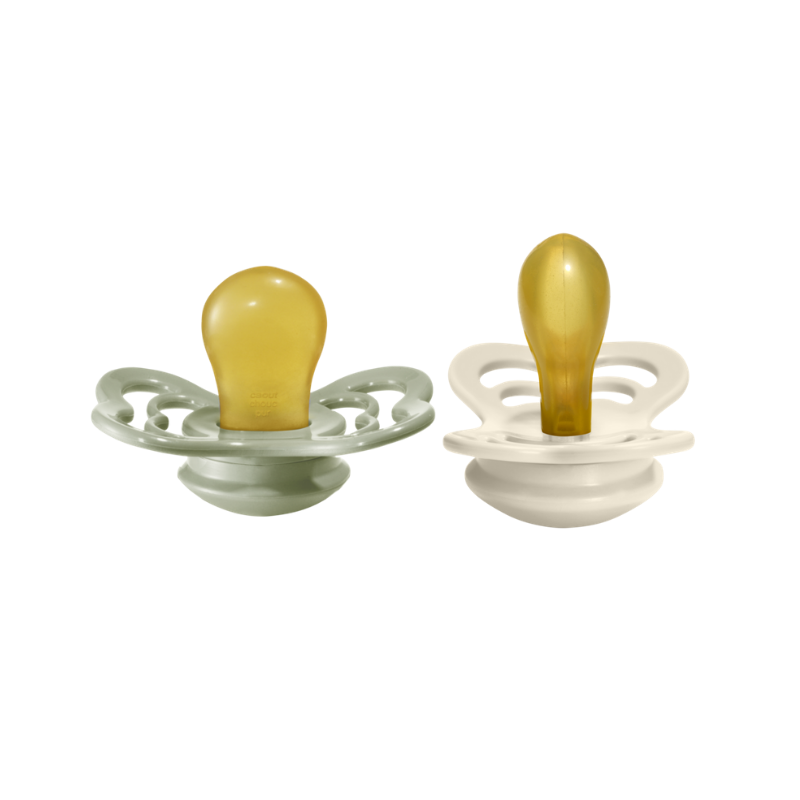 BIBS Supreme Latex Pacifier 2 Pack - Ivory/Sage