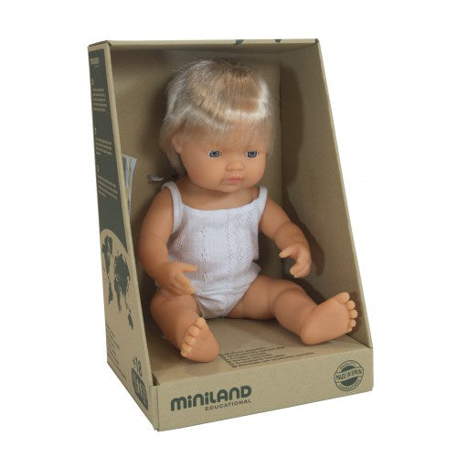 Miniland Anatomically Correct Baby Doll Caucasian Boy, 38 cm